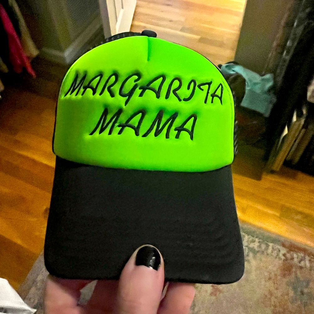 Neon Green and Black 'Margarita Mama' trucker hat